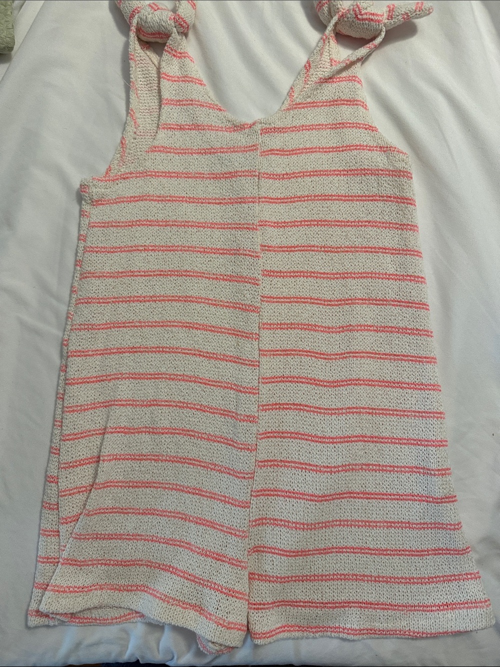 Zara Cream and Pink Striped Knit Tank Romper